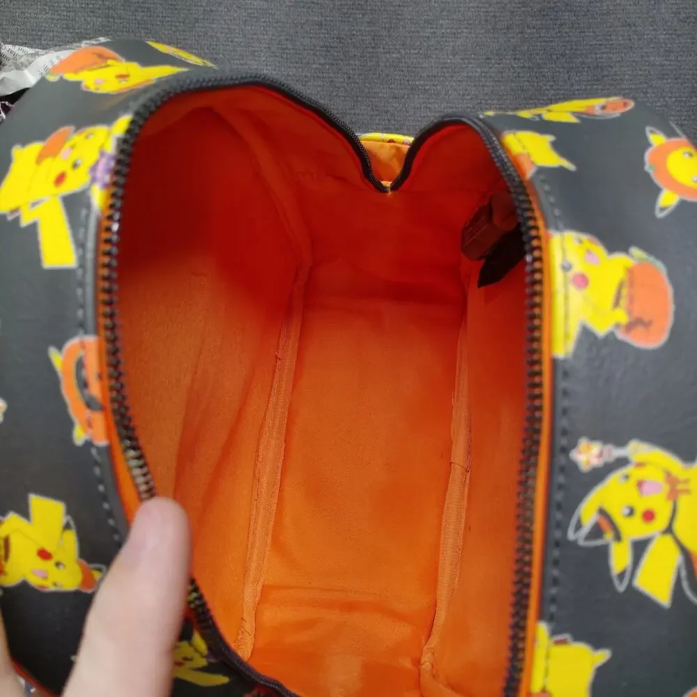 Pokémon Pikachu Mini Backpack Bioworld All-Over Print Black Orange Faux Leather